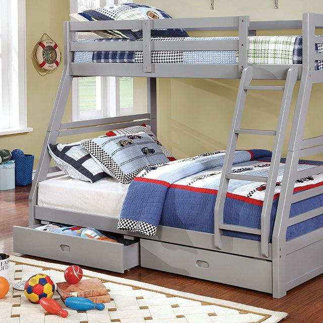 California Twin/Full Bunk Bed, Gray